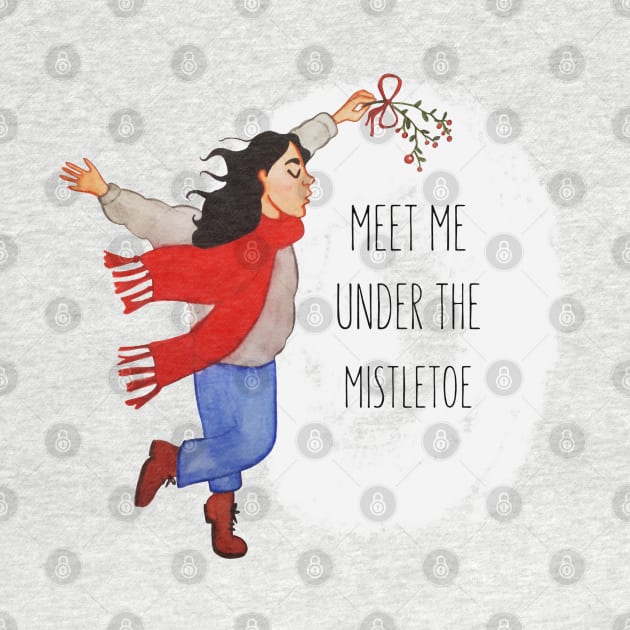 Meet me  under the mistletoe - Illustration by Le petit fennec